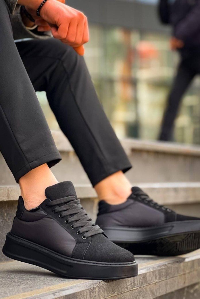 KB046 Erkek Günlük Bağcıklı Süet Paraşüt Kumaş Spor Sneaker Ayakkabı SPKST - Siyah KB046 Erkek Günlük Bağcıklı Süet Paraşüt Kumaş Spor Sneaker Ayakkabı SPKST - Siyah