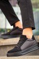 KB046 Erkek Günlük Bağcıklı Süet Paraşüt Kumaş Spor Sneaker Ayakkabı SPKST - Siyah – Kuback Erkek Ayakkabı
