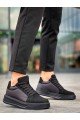 KB046 Erkek Günlük Bağcıklı Süet Paraşüt Kumaş Spor Sneaker Ayakkabı SPKST - Siyah