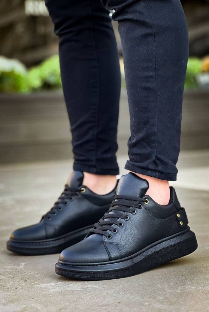 KB047 Erkek Günlük Bağcıklı Cilt Spor Sneaker Ayakkabı CST - Siyah KB047 Erkek Günlük Bağcıklı Cilt Spor Sneaker Ayakkabı CST - Siyah
