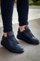 KB047 Erkek Günlük Bağcıklı Cilt Spor Sneaker Ayakkabı CST - Siyah – Kuback Erkek Ayakkabı
