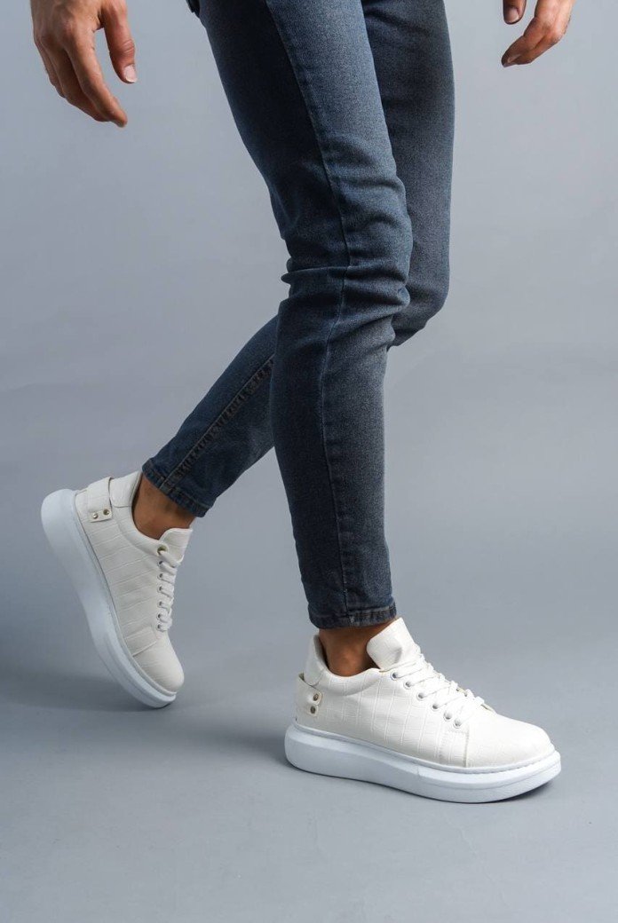 KB047 Erkek Günlük Bağcıklı Croco Desenli Cilt Spor Sneaker Ayakkabı CBT - Beyaz KB047 Erkek Günlük Bağcıklı Croco Desenli Cilt Spor Sneaker Ayakkabı CBT - Beyaz