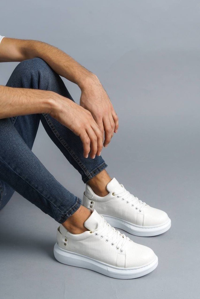 KB047 Erkek Günlük Bağcıklı Croco Desenli Cilt Spor Sneaker Ayakkabı CBT - Beyaz KB047 Erkek Günlük Bağcıklı Croco Desenli Cilt Spor Sneaker Ayakkabı CBT - Beyaz