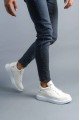 KB047 Erkek Günlük Bağcıklı Croco Desenli Cilt Spor Sneaker Ayakkabı CBT - Beyaz