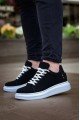 KB047 Erkek Günlük Bağcıklı Süet Spor Sneaker Ayakkabı SBT - Siyah