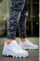 KB056 Erkek Günlük Bağcıklı Cilt Spor Sneaker Ayakkabı CBT - Beyaz