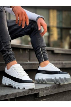 KB056 Erkek Günlük Bağcıklı Cilt Spor Sneaker Ayakkabı CBT - Beyaz/Siyah KB056 Erkek Günlük Bağcıklı Cilt Spor Sneaker Ayakkabı CBT - Beyaz/Siyah