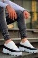 KB056 Erkek Günlük Bağcıklı Cilt Spor Sneaker Ayakkabı CBT - Beyaz/Siyah – Kuback Erkek Ayakkabı