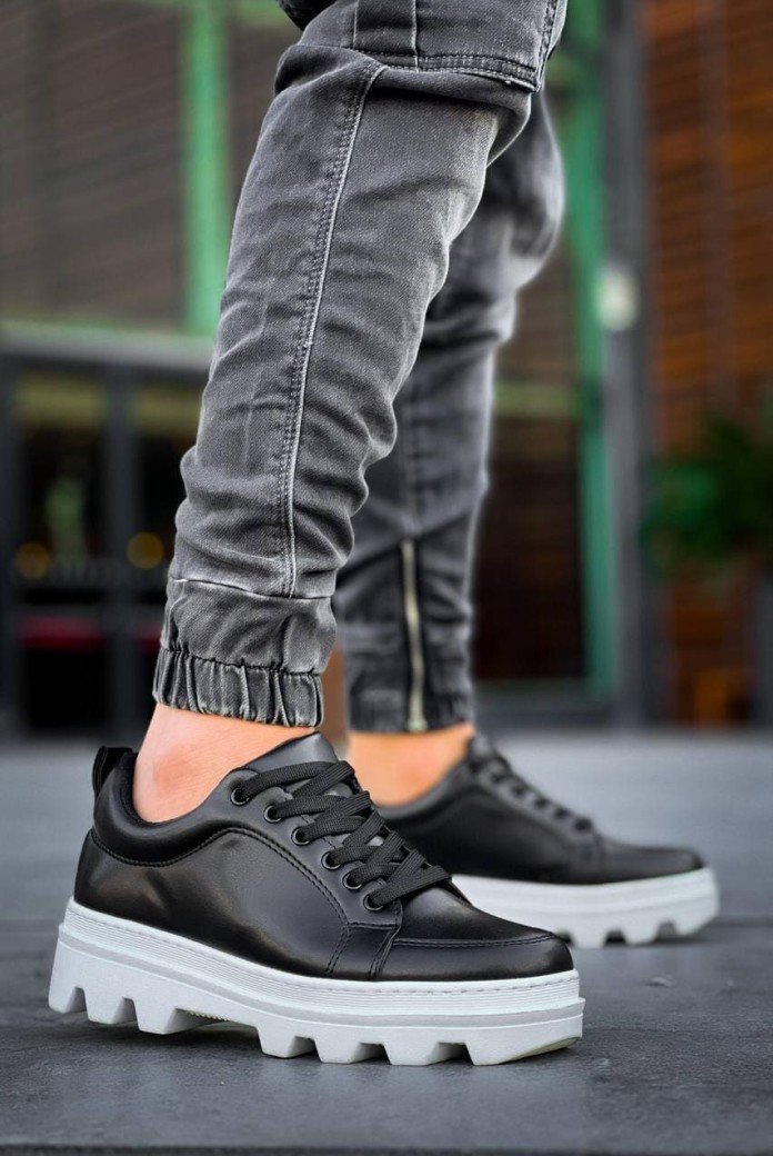 KB056 Erkek Günlük Bağcıklı Cilt Spor Sneaker Ayakkabı CBT - Siyah KB056 Erkek Günlük Bağcıklı Cilt Spor Sneaker Ayakkabı CBT - Siyah