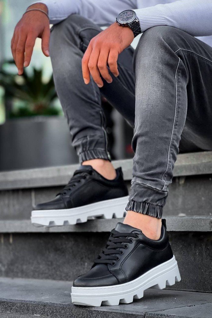 KB056 Erkek Günlük Bağcıklı Cilt Spor Sneaker Ayakkabı CBT - Siyah KB056 Erkek Günlük Bağcıklı Cilt Spor Sneaker Ayakkabı CBT - Siyah