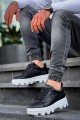 KB056 Erkek Günlük Bağcıklı Cilt Spor Sneaker Ayakkabı CBT - Siyah – Kuback Erkek Ayakkabı
