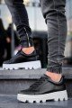 KB056 Erkek Günlük Bağcıklı Cilt Spor Sneaker Ayakkabı CBT - Siyah – Kuback Erkek Ayakkabı