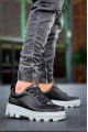 KB056 Erkek Günlük Bağcıklı Cilt Spor Sneaker Ayakkabı CBT - Siyah