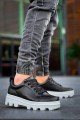 KB056 Erkek Günlük Bağcıklı Cilt Spor Sneaker Ayakkabı CBT - Siyah – Kuback Erkek Ayakkabı