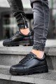 KB056 Erkek Günlük Bağcıklı Cilt Spor Sneaker Ayakkabı CST - Siyah – Kuback Erkek Ayakkabı