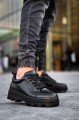 KB056 Erkek Günlük Bağcıklı Cilt Spor Sneaker Ayakkabı CST - Siyah