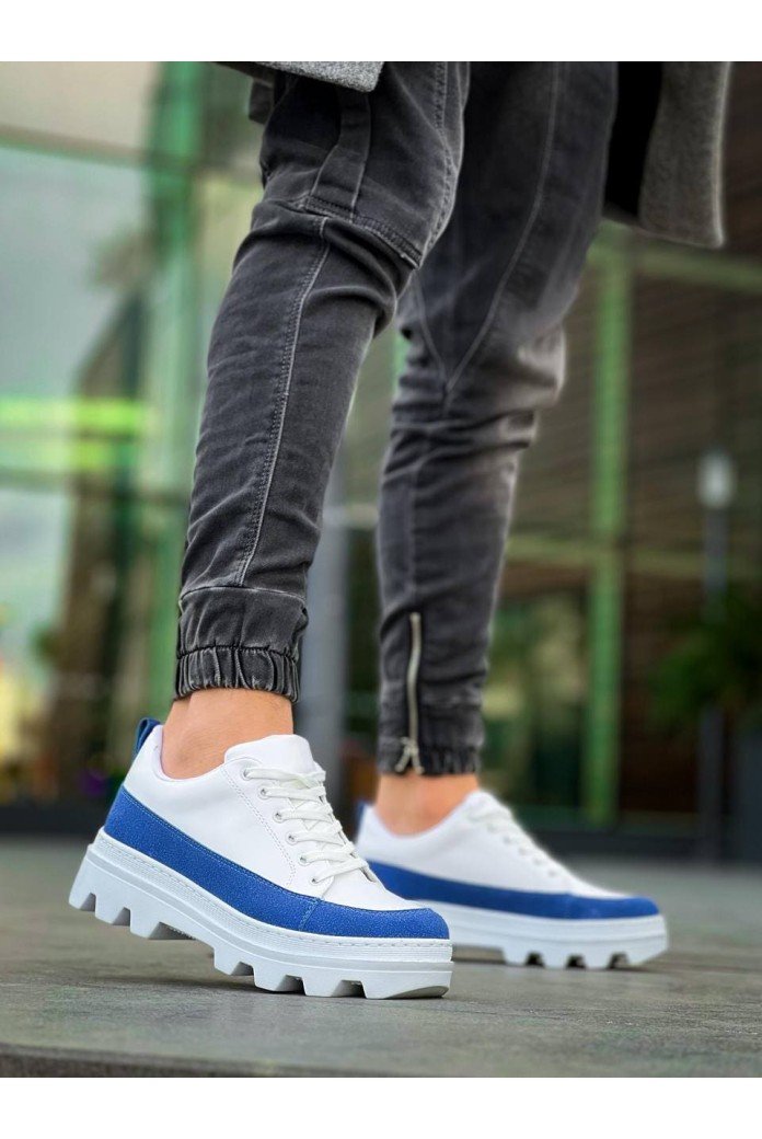 KB056 Erkek Günlük Bağcıklı Cilt Süet Spor Sneaker Ayakkabı CSBT - Beyaz/Mavi KB056 Erkek Günlük Bağcıklı Cilt Süet Spor Sneaker Ayakkabı CSBT - Beyaz/Mavi