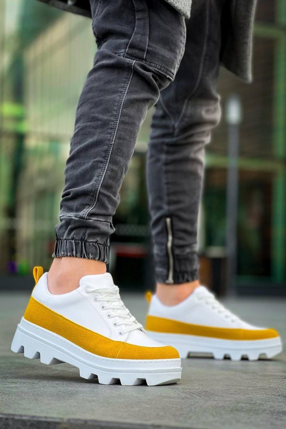 KB056 Erkek Günlük Bağcıklı Cilt Süet Spor Sneaker Ayakkabı CSBT - Beyaz/Sarı Erkek Ayakkabı KB056 Erkek Günlük Bağcıklı Cilt Süet Spor Sneaker Ayakkabı CSBT - Beyaz/Sarı – Kuback Erkek Ayakkabı