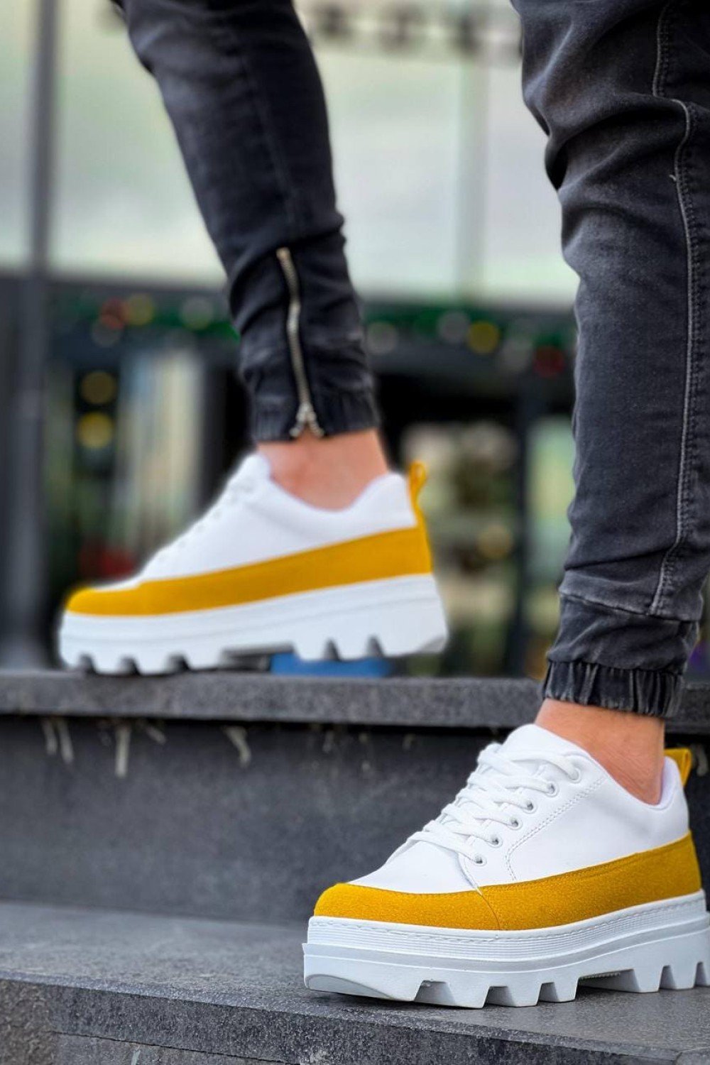 KB056 Erkek Günlük Bağcıklı Cilt Süet Spor Sneaker Ayakkabı CSBT - Beyaz/Sarı Erkek Ayakkabı KB056 Erkek Günlük Bağcıklı Cilt Süet Spor Sneaker Ayakkabı CSBT - Beyaz/Sarı – Kuback Erkek Ayakkabı