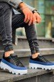 KB056 Erkek Günlük Bağcıklı Cilt Süet Spor Sneaker Ayakkabı CSBT - Siyah/Mavi – Kuback Erkek Ayakkabı