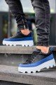 KB056 Erkek Günlük Bağcıklı Cilt Süet Spor Sneaker Ayakkabı CSBT - Siyah/Mavi – Kuback Erkek Ayakkabı