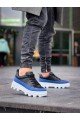 KB056 Erkek Günlük Bağcıklı Cilt Süet Spor Sneaker Ayakkabı CSBT - Siyah/Mavi