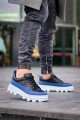 KB056 Erkek Günlük Bağcıklı Cilt Süet Spor Sneaker Ayakkabı CSBT - Siyah/Mavi – Kuback Erkek Ayakkabı