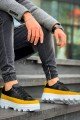 KB056 Erkek Günlük Bağcıklı Cilt Süet Spor Sneaker Ayakkabı CSBT - Siyah/Sarı – Kuback Erkek Ayakkabı