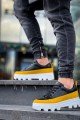 KB056 Erkek Günlük Bağcıklı Cilt Süet Spor Sneaker Ayakkabı CSBT - Siyah/Sarı – Kuback Erkek Ayakkabı