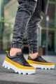 KB056 Erkek Günlük Bağcıklı Cilt Süet Spor Sneaker Ayakkabı CSBT - Siyah/Sarı – Kuback Erkek Ayakkabı