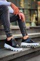 KB056 Erkek Günlük Bağcıklı Rugan Spor Sneaker Ayakkabı RBT - Siyah – Kuback Erkek Ayakkabı