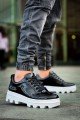 KB056 Erkek Günlük Bağcıklı Rugan Spor Sneaker Ayakkabı RBT - Siyah – Kuback Erkek Ayakkabı