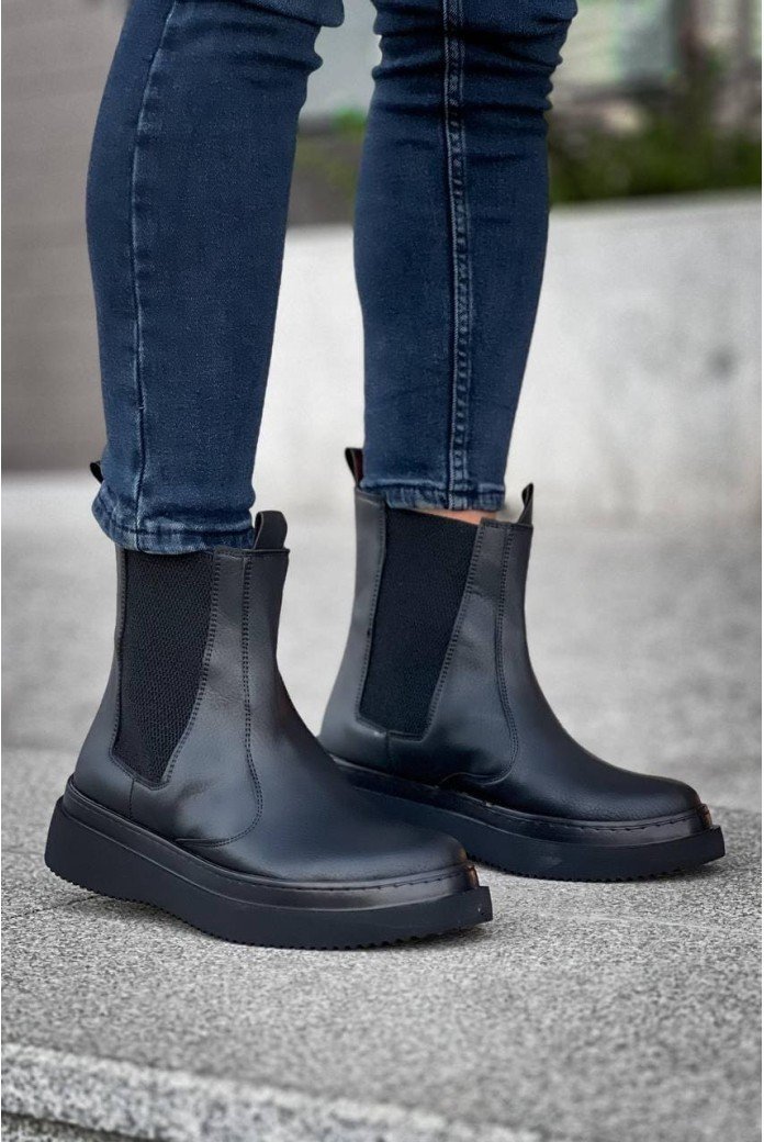 KB0992 Erkek Spor Günlük Bağcıksız Cilt Bot CST - Siyah