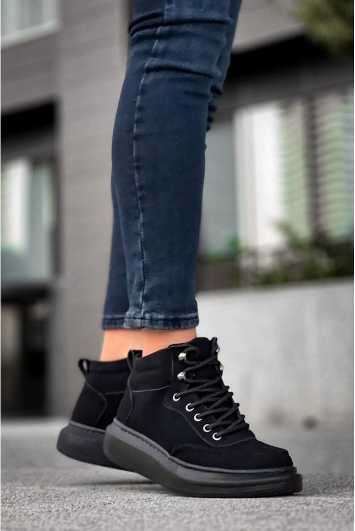 KB0994 Erkek Spor Günlük Bağcıklı Süet Bot CST - Siyah