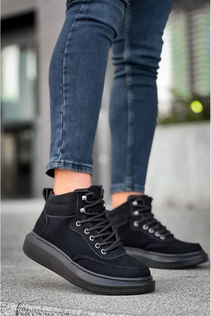 KB0994 Erkek Spor Günlük Bağcıklı Süet Bot CST - Siyah