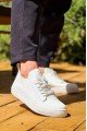 KB110 Erkek Günlük Bağcıklı Triko Spor Sneaker Ayakkabı TBT - Beyaz