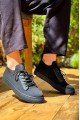 KB110 Erkek Günlük Bağcıklı Triko Spor Sneaker Ayakkabı TST - Siyah