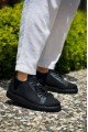 KB112 Erkek Günlük Bağcıklı Triko Spor Sneaker Ayakkabı TST - Siyah