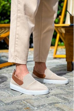KB114 Erkek Günlük Bağcıksız Triko Spor Sneaker Ayakkabı TBT - Bej/Taba KB114 Erkek Günlük Bağcıksız Triko Spor Sneaker Ayakkabı TBT - Bej/Taba