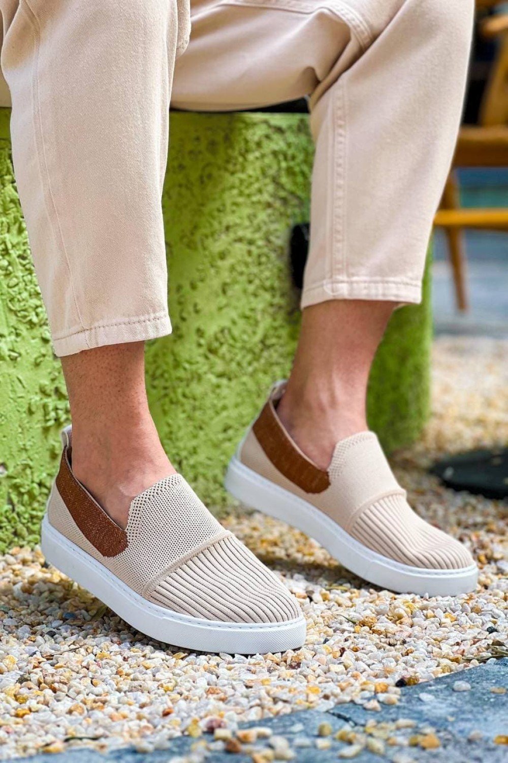 KB114 Erkek Günlük Bağcıksız Triko Spor Sneaker Ayakkabı TBT - Bej/Taba Erkek Ayakkabı KB114 Erkek Günlük Bağcıksız Triko Spor Sneaker Ayakkabı TBT - Bej/Taba – Kuback Erkek Ayakkabı
