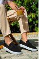 KB114 Erkek Günlük Bağcıksız Triko Spor Sneaker Ayakkabı TBT - Siyah