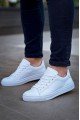 KB122 Erkek Günlük Bağcıklı Cilt Spor Sneaker Ayakkabı CBT - Beyaz