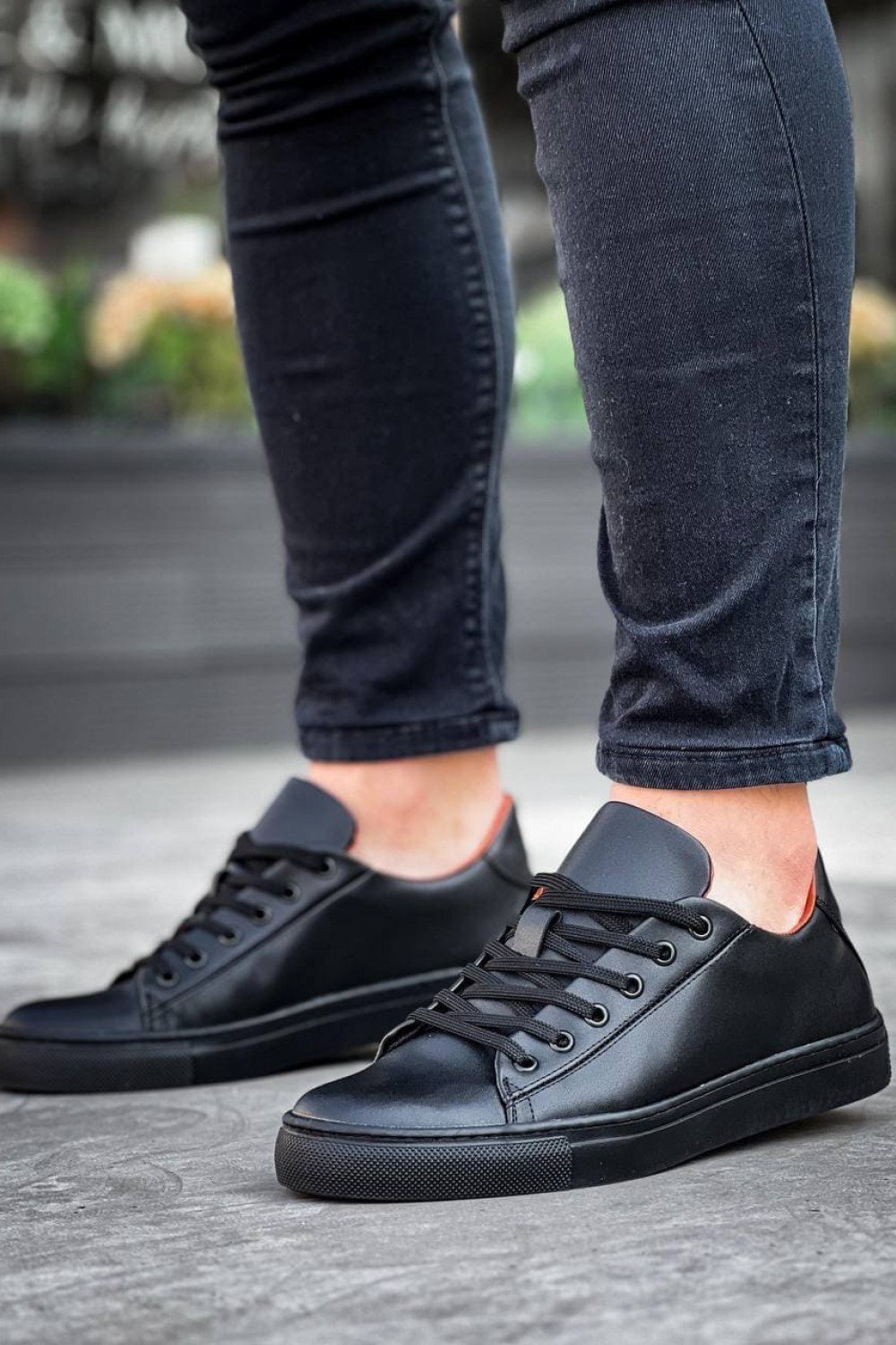KB122 Erkek Günlük Bağcıklı Cilt Spor Sneaker Ayakkabı CST - Siyah – Kuback Erkek Ayakkabı