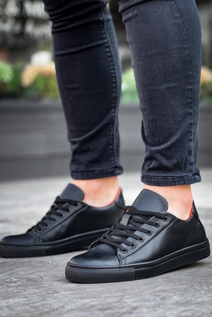 KB122 Erkek Günlük Bağcıklı Cilt Spor Sneaker Ayakkabı CST - Siyah KB122 Erkek Günlük Bağcıklı Cilt Spor Sneaker Ayakkabı CST - Siyah