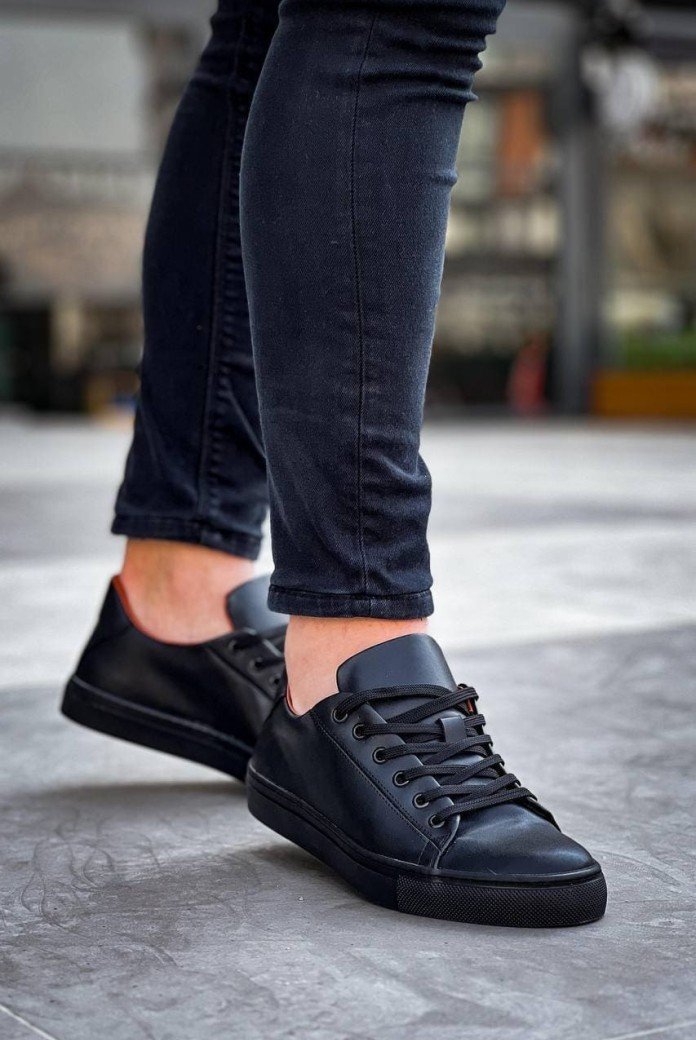 KB122 Erkek Günlük Bağcıklı Cilt Spor Sneaker Ayakkabı CST - Siyah KB122 Erkek Günlük Bağcıklı Cilt Spor Sneaker Ayakkabı CST - Siyah