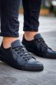 KB122 Erkek Günlük Bağcıklı Cilt Spor Sneaker Ayakkabı CST - Siyah – Kuback Erkek Ayakkabı