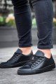 KB122 Erkek Günlük Bağcıklı Cilt Spor Sneaker Ayakkabı CST - Siyah – Kuback Erkek Ayakkabı