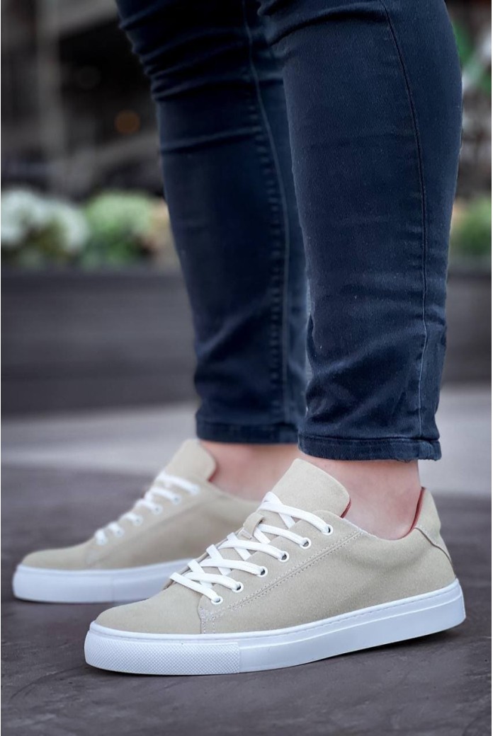 KB122 Erkek Günlük Bağcıklı Süet Spor Sneaker Ayakkabı SBT - Bej