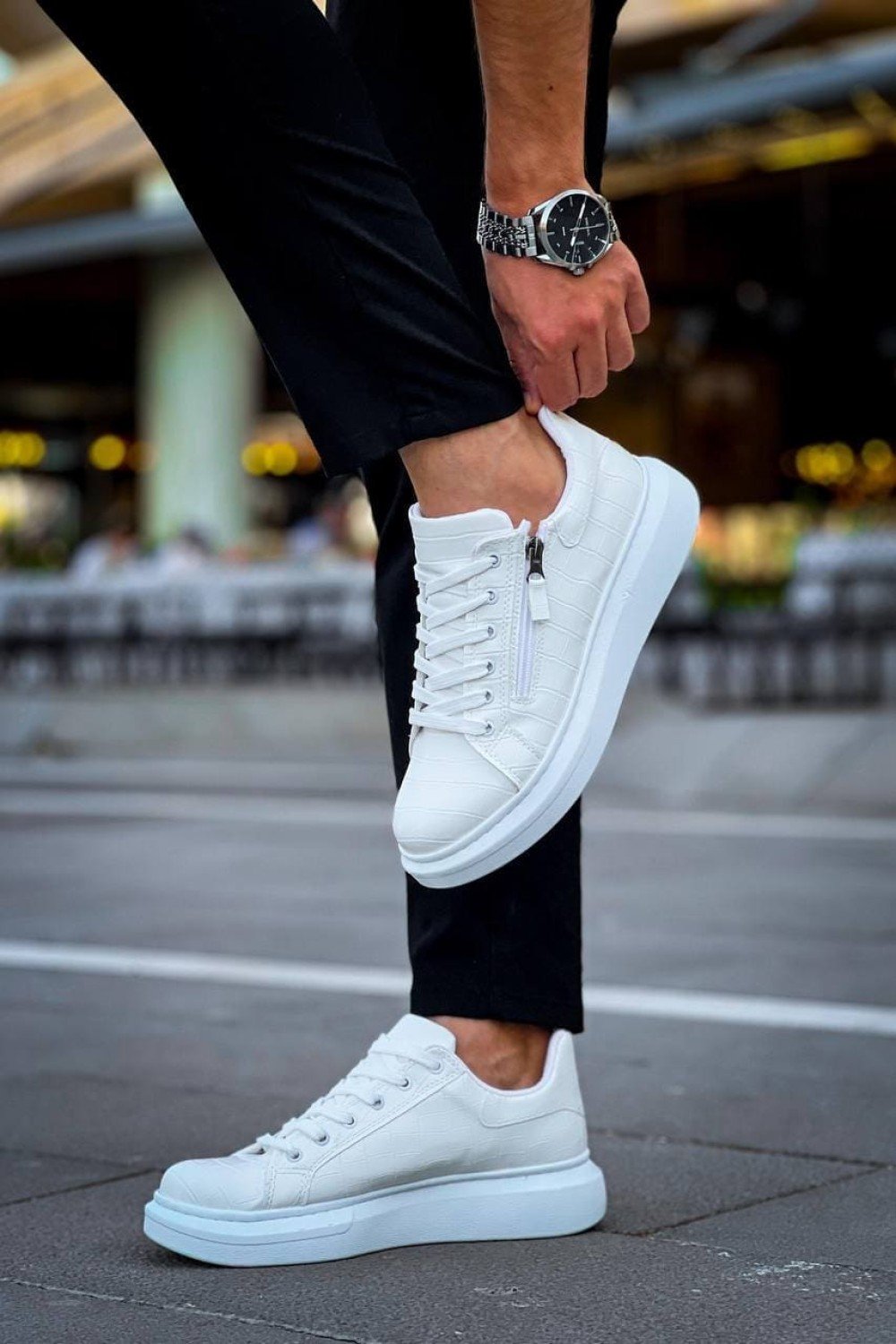 KB309 Erkek Günlük Bağcıklı Fermuarlı Croco Desenli Cilt Spor Sneaker Ayakkabı CBT - Beyaz Erkek Ayakkabı KB309 Erkek Günlük Bağcıklı Fermuarlı Croco Desenli Cilt Spor Sneaker Ayakkabı CBT - Beyaz – Kuback Erkek Ayakkabı