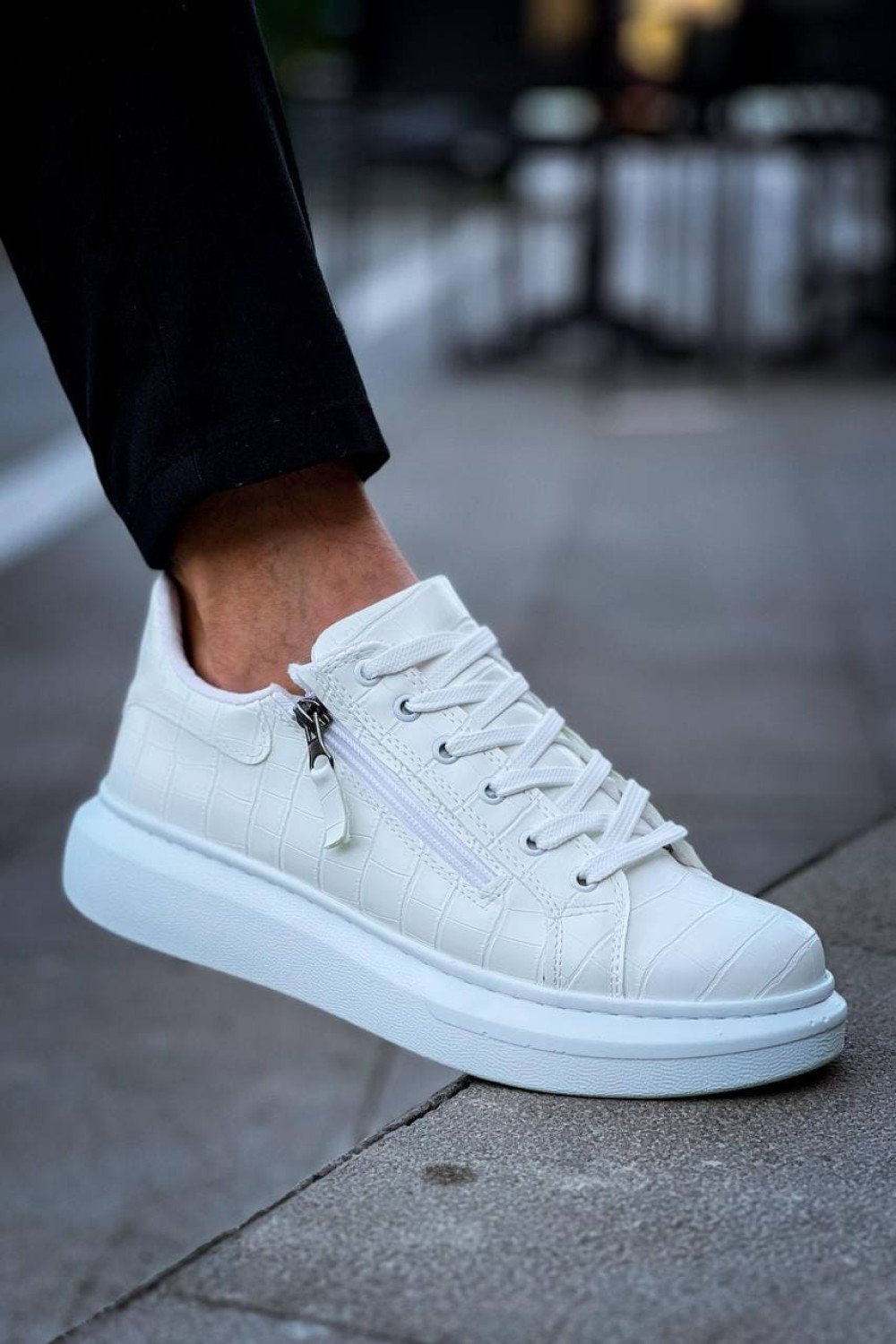 KB309 Erkek Günlük Bağcıklı Fermuarlı Croco Desenli Cilt Spor Sneaker Ayakkabı CBT - Beyaz Erkek Ayakkabı KB309 Erkek Günlük Bağcıklı Fermuarlı Croco Desenli Cilt Spor Sneaker Ayakkabı CBT - Beyaz – Kuback Erkek Ayakkabı